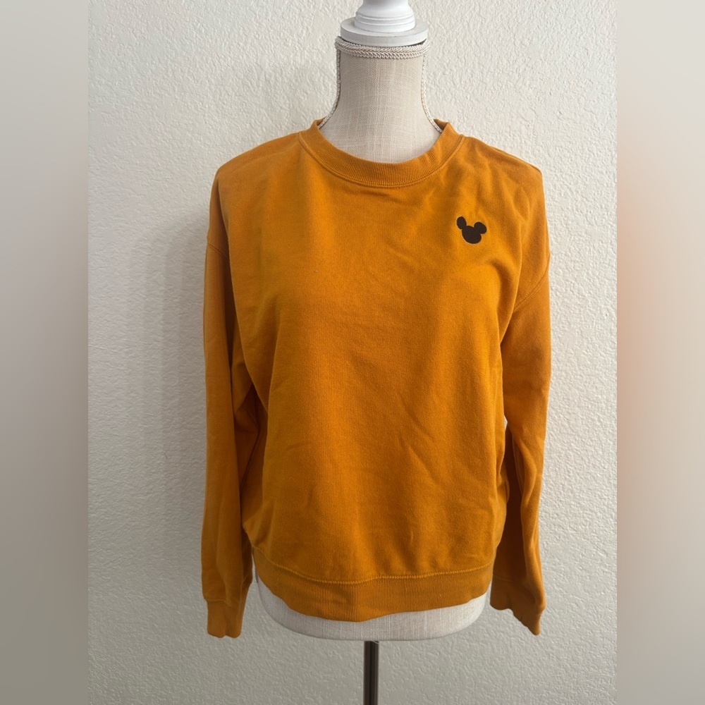 Disney Mickey Mouse Mustard Crew Neck Sweater with Icon